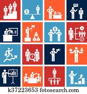 Human resources and management icons set.