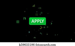 Light green apply icon touched with arrow Light green apply icon touched with arrow