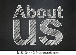 Marketing concept: About Us on chalkboard background Marketing concept: About Us on chalkboard background