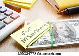 memorando, com, palavra, para, seguro, ligado, um, pilha, de, dinheiro.