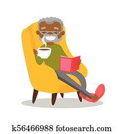 Senior african-american man reading a book.