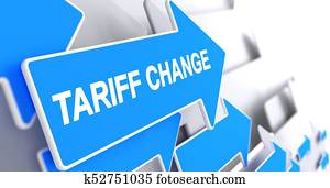 Tariff Change - Text on the Blue Cursor. 3D. Tariff Change - Text on the Blue Cursor. 3D.