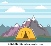 Tent and mountains 