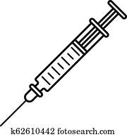 Vaccine syringe icon, outline style Vaccine syringe icon, outline style