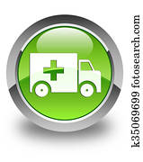 Ambulance icon glossy green round button Ambulance icon glossy green round button