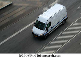 Delivery van on road Delivery van on road
