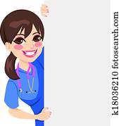 jung, krankenschwester, guckend jung, krankenschwester, guckend