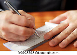 Man writing a check Man writing a check