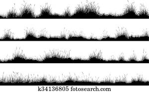 Meadow silhouettes with grass. Meadow silhouettes with grass.