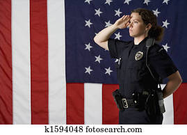 Policewoman saluting.