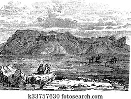 ruinen, von, dass, sinagoge zeus, belus, in, babil, altmodisch, engraving.