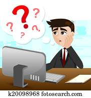 卡通, 商人, 由于, 問號