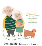 Elderly Couple With Their Dog