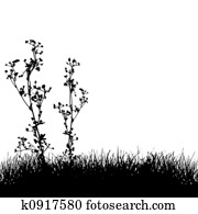 Grass & Plants Silhouette Background Grass & Plants Silhouette Background
