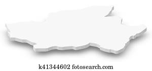 mapa, -, braga, (portugal), -, 3d-illustration