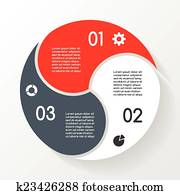 negócio, círculo, infographic, diagrama, 3, options.