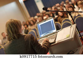 přednáška, v, konference