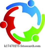 vector, teamwork, omhelzen, 3