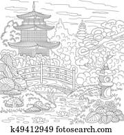 Zentangle stylized pagoda Zentangle stylized pagoda