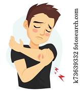 איש, לסבול, מרפק, פגיעה, כאב