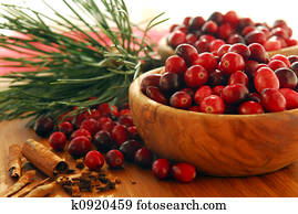 Cranberries in bowls