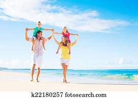 familie, på stranden