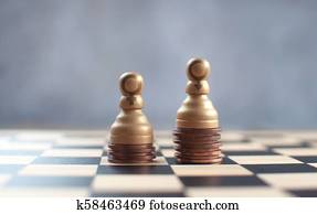 Gender wage gap chess concept