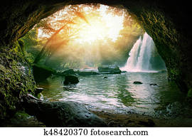 haew, suwat, cachoeiras, em, tailandia