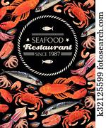 Seafood on black background Seafood on black background