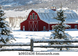 Country barn in the snow Country barn in the snow