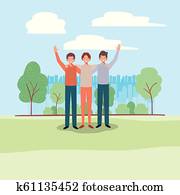 group of business man on the park group of business man on the park