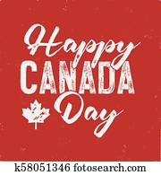 Happy Canada Day T-Shirt for Gift. Distressed Maple Leaf with text. Read and White National Colors. Tee graphics. Stock