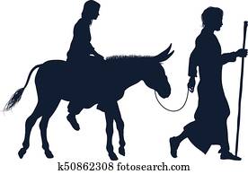 Mary and Joseph Christian Illustration Silhouettes Mary and Joseph Christian Illustration Silhouettes