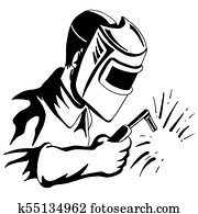 soldador, solde ferramenta, homem, pretas, branca, desenho