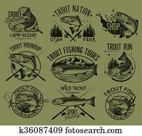 vendimia, trucha, pesca, emblemas