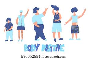 Body positive concept. Vector color flat design. Body positive concept. Vector color flat design.
