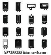 Boiler gas icons set, simple style Boiler gas icons set, simple style