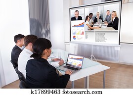 businesspeople, in, videokonferenz