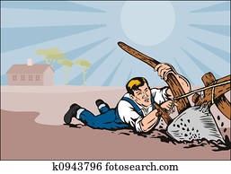 Farmer being dragged Farmer being dragged
