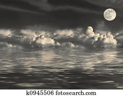 moonlit, seascape
