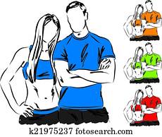 sportif, ζευγάρι, εικόνα