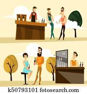 Vector beer party people icon set