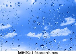 water drops against summer sky