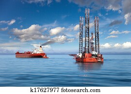 ה, לעבר הים קודח, שמן, rig.