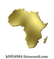 Africa 3D Golden Map Africa 3D Golden Map