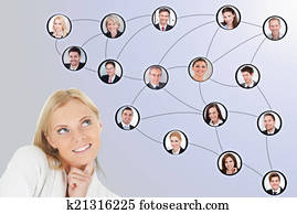 Businesswoman Looking At Team Connected Together