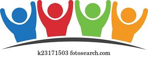 Four happy people logo