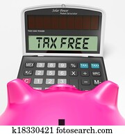 imposto, livre, calculadora, mostra, Untaxed, dever livre, mercadoria