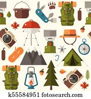 leto, hiking, a, piknik, strih