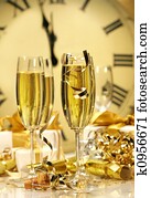 Midnight champagne for the New Year Midnight champagne for the New Year